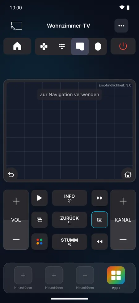 Touchpad: wischen zum Bewegen, tippen zum Auswählen