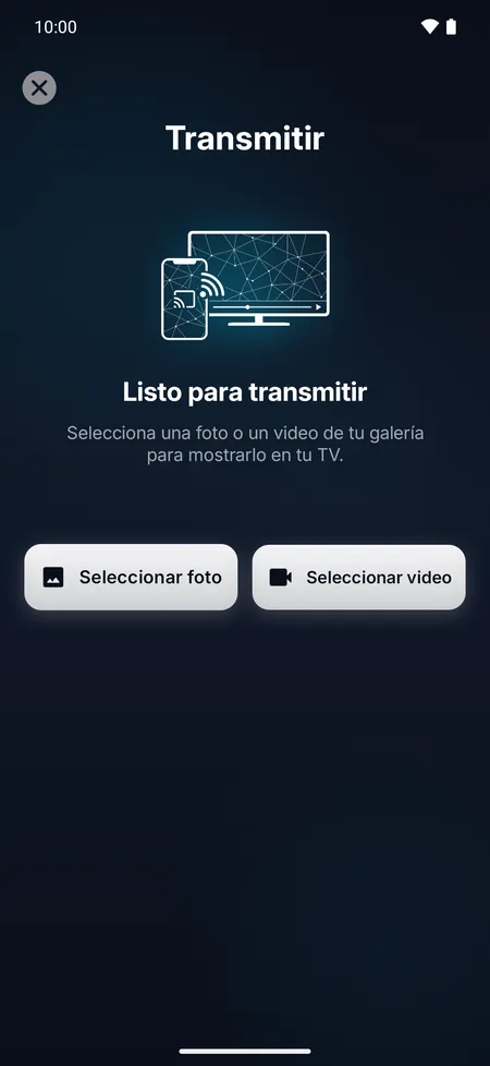 Pantalla de transmisión para mostrar en la TV una foto o un video del celular