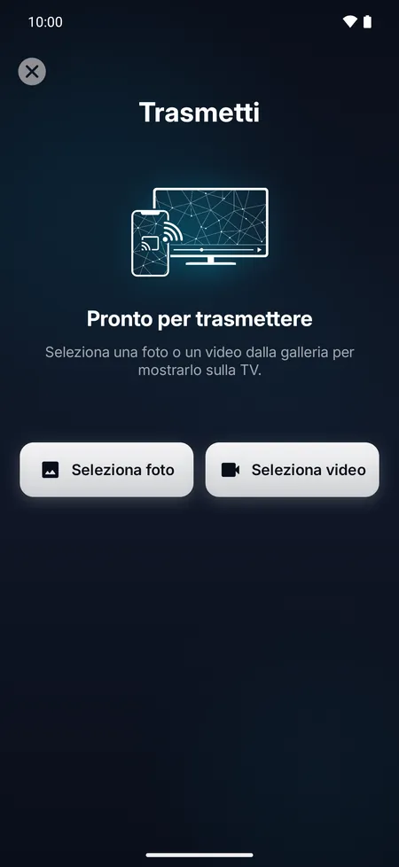 Schermata di trasmissione per mostrare sulla TV una foto o un video del telefono