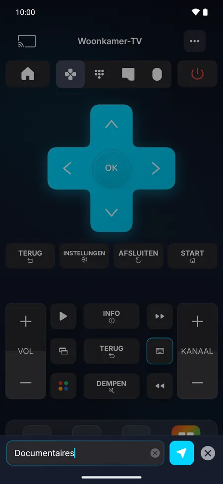 Toetsenbordscherm: tekst die je op de telefoon typt, wordt naar de TV gestuurd