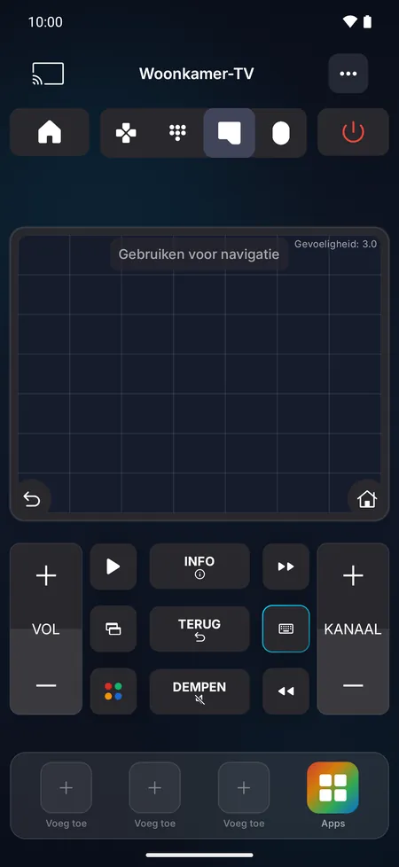 Touchpadscherm: veeg om te bewegen en tik om te selecteren