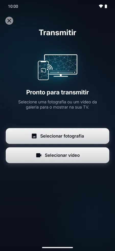 Ecrã de transmissão para mostrar na TV uma foto ou um vídeo do telemóvel