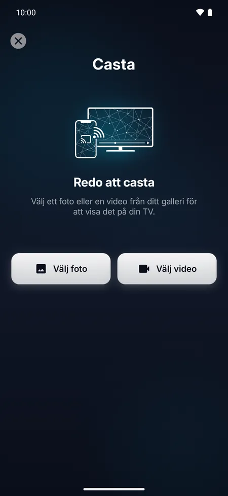 Castningsskärm för att visa ett foto eller en video från telefonen på TV:n