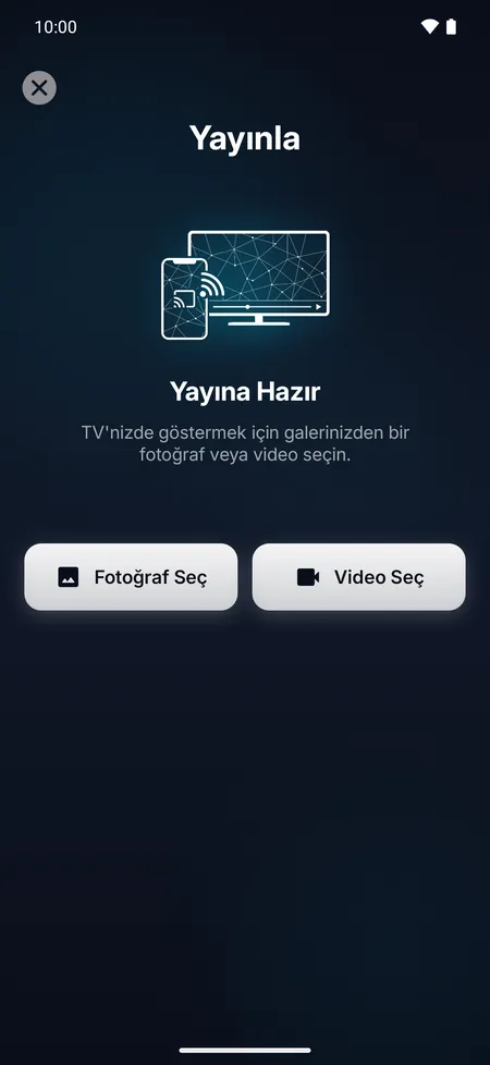 Telefondaki bir fotoğrafı veya videoyu TV'de göstermek için yayınlama ekranı