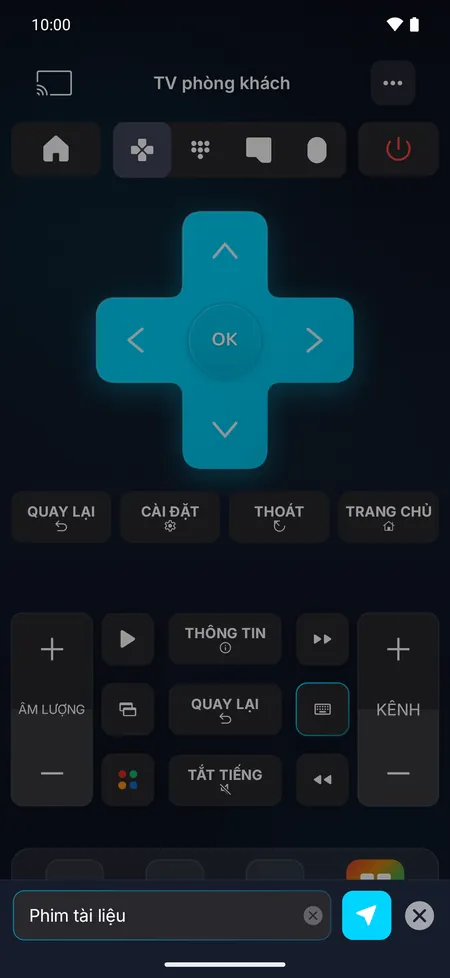 Màn hình bàn phím: văn bản nhập trên điện thoại được gửi tới TV